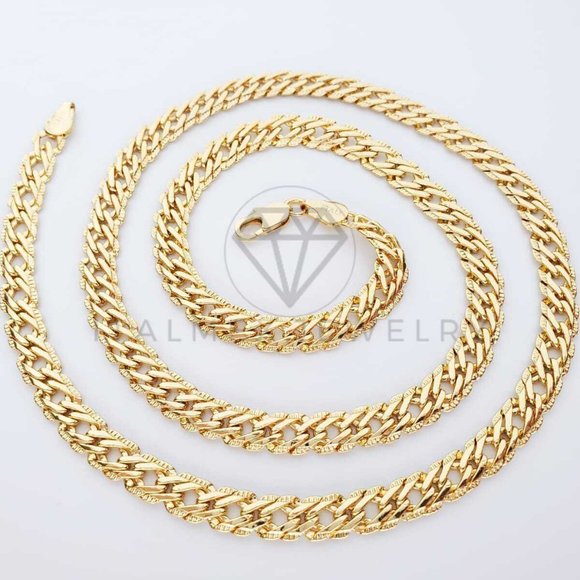 18K Gold Plated 7mm/24" Double Link Pave Chain - Picture 1 of 8